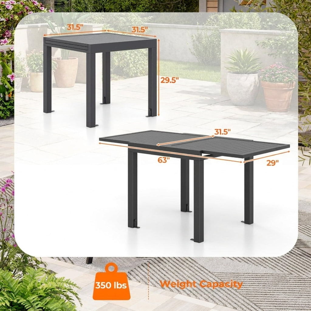 Biotree Expandable Patio Dining Table for 4-6 People, Gray