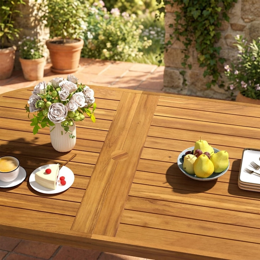Biotree 3 Pieces Patio Dining Table Set 63¡± Rectangle Table and 2 Backless Bench Outdoor Conversation Set for Garden Backyard PorchNatural+Black