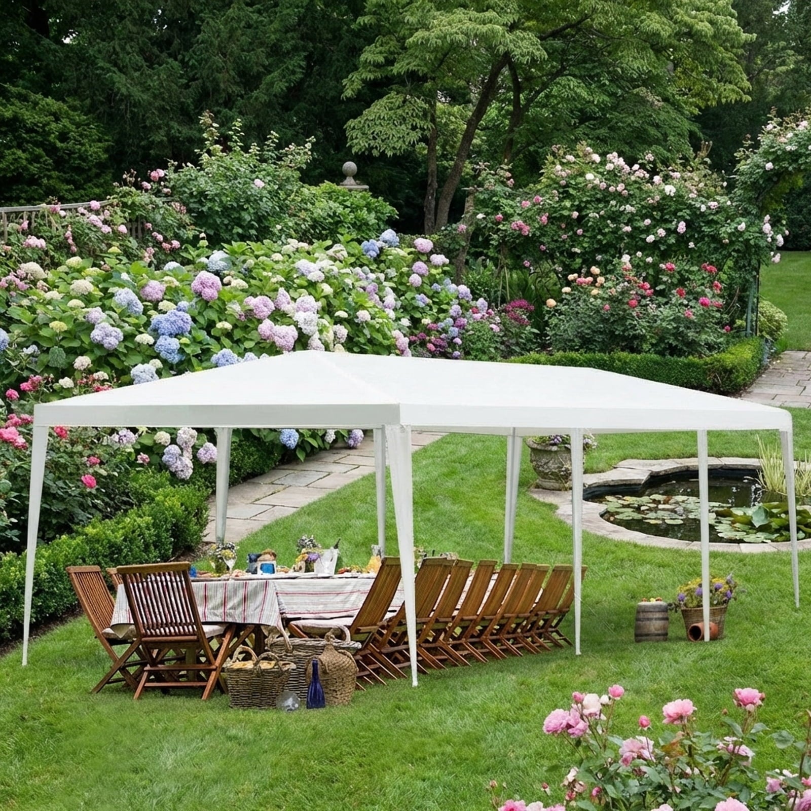 Biotree 10 x 30 Feet Gazebo Canopy Tent with Connection Stakes and Wind Ropes Party Wedding Event Camping
