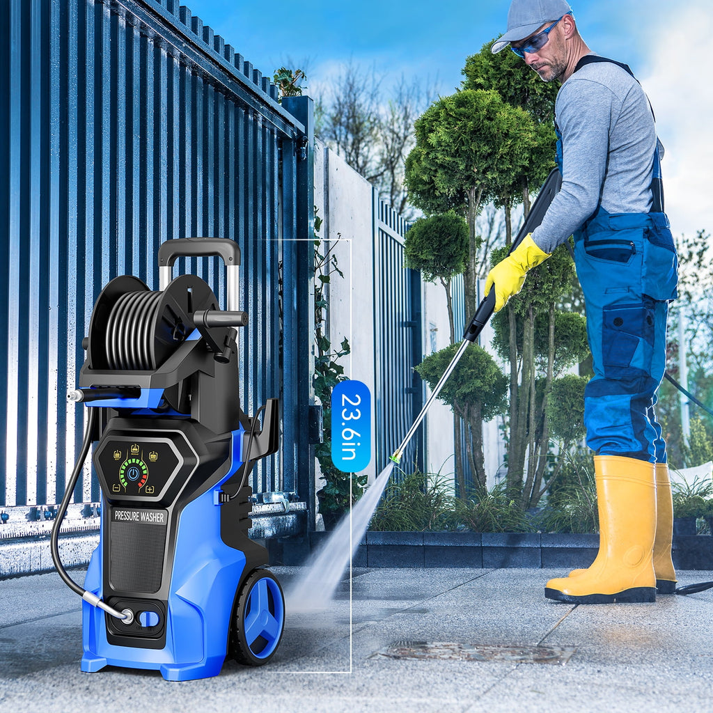 Biotree 5000 PSI Electric Pressure Washer 3.2 GPM Power Washer with Adjustable Pressure Control Panel ,Foam Cannon, 4 Spray Nozzles for Car Driveway Patio Home Cleaning, Blue