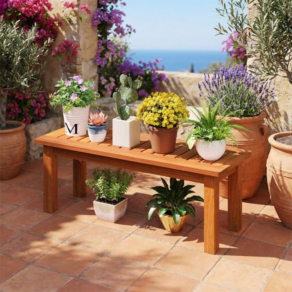 Biotree Wooden Plant Stand Outdoor Indoor Solid Wood Flower Pot Holder Display Shelf for Indoor Outdoor Patio Balcony Garden, Brown
