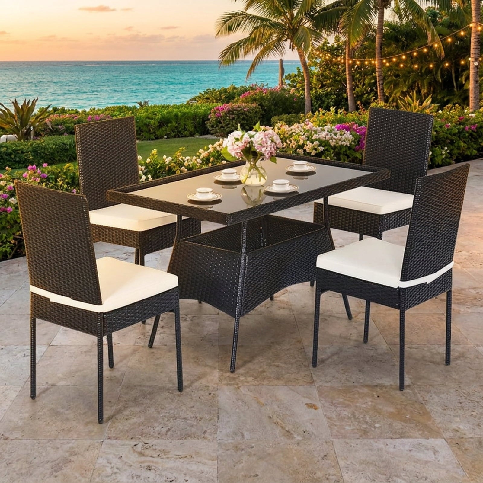 Biotree 63 Inch 3-Person Acacia Patio Wood Outdoor Backless Bench-Set of 1 Stackable Patio Chair for Garden BackyardNatural and Black