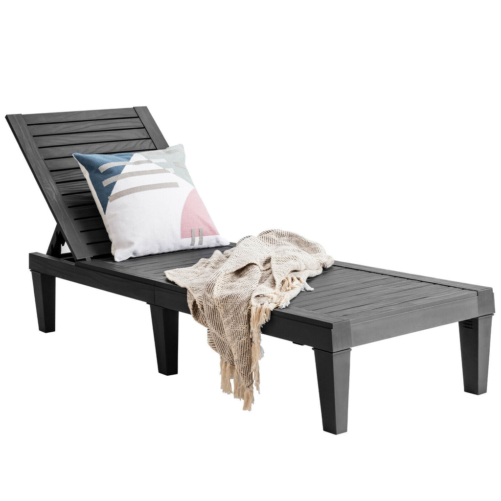 Biotree 5-Position Adjustable Outdoor Recliner Chair-Black