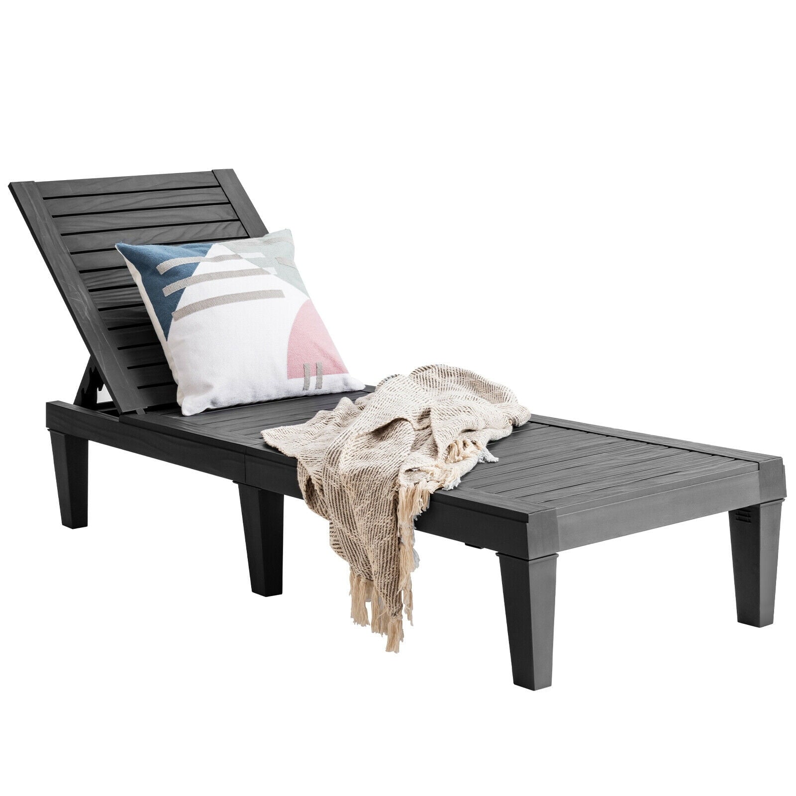 Biotree 5-Position Adjustable Outdoor Recliner Chair-Black