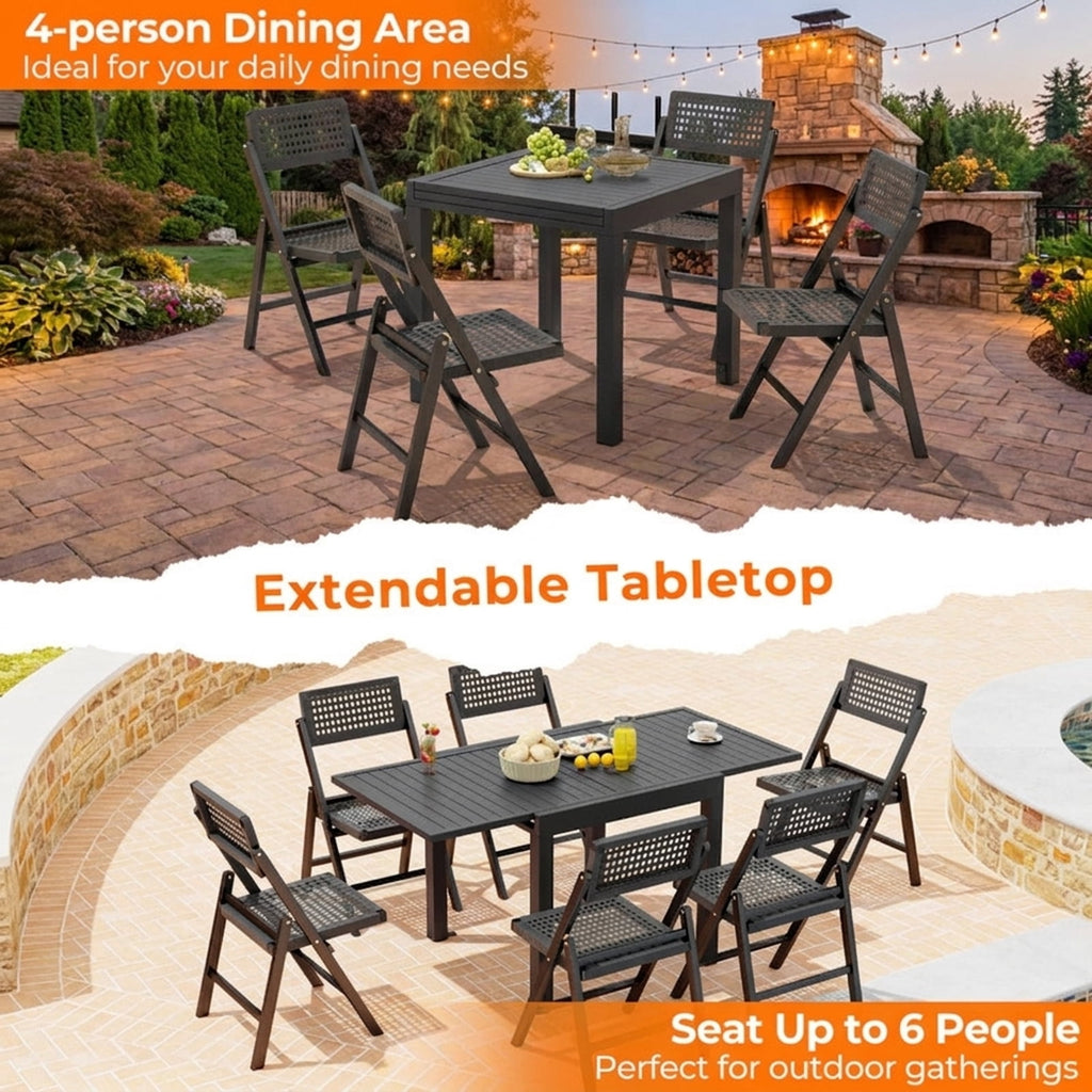 Biotree Expandable Patio Dining Table for 4-6 People, Gray