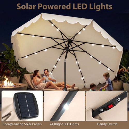 Biotree 10 ft Market Patio Umbrella with Crank and Tilt, 8 Sturdy Ribs, Vented Canopy - Beige for Backyard