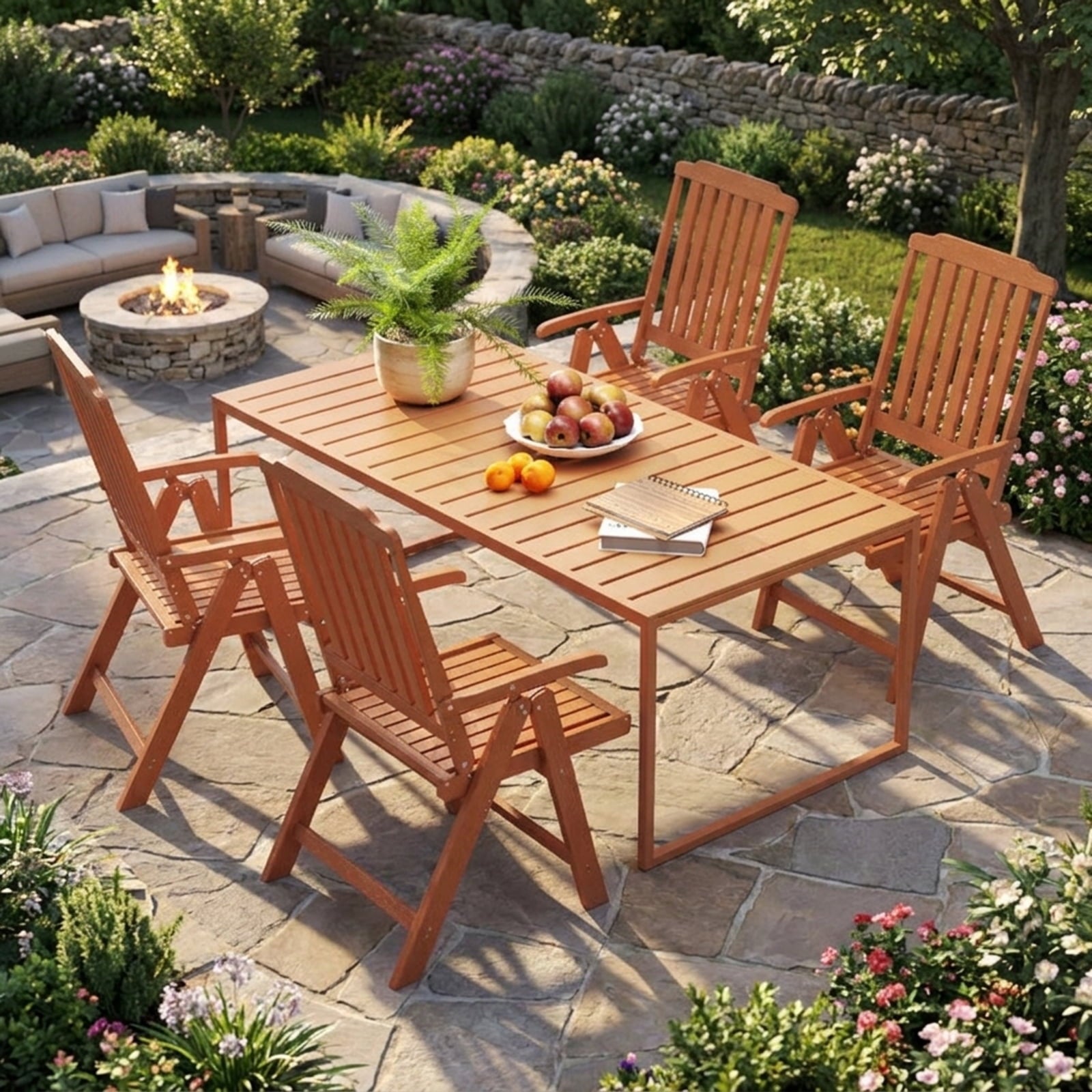 Biotree Foldable Patio Chair All-Weather HDPE Outdoor Dining Chair with Armrest Stackable Patio Chair for Garden BackyardBrown