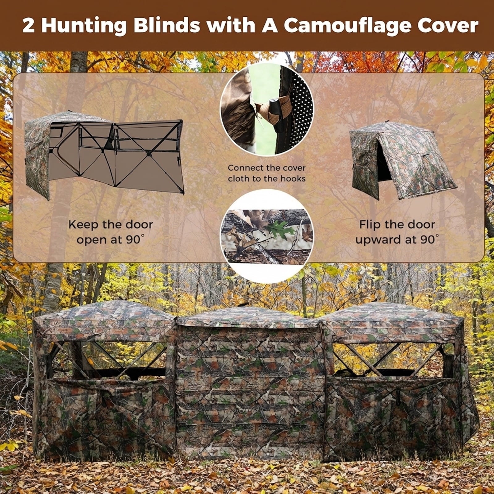 Biotree 2-6 Person Portable Pop Up Hunting Blind with Storage Pockets for Ground Deer Turkey Hunting
