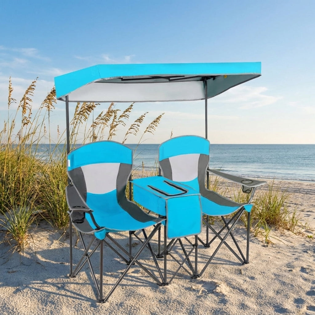 Biotree Portable Folding Camping Canopy Chairs with Cup Holder, Blue