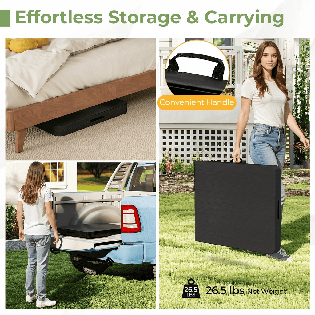 Biotree Portable Folding Camping Table with Carrying Handle, Black