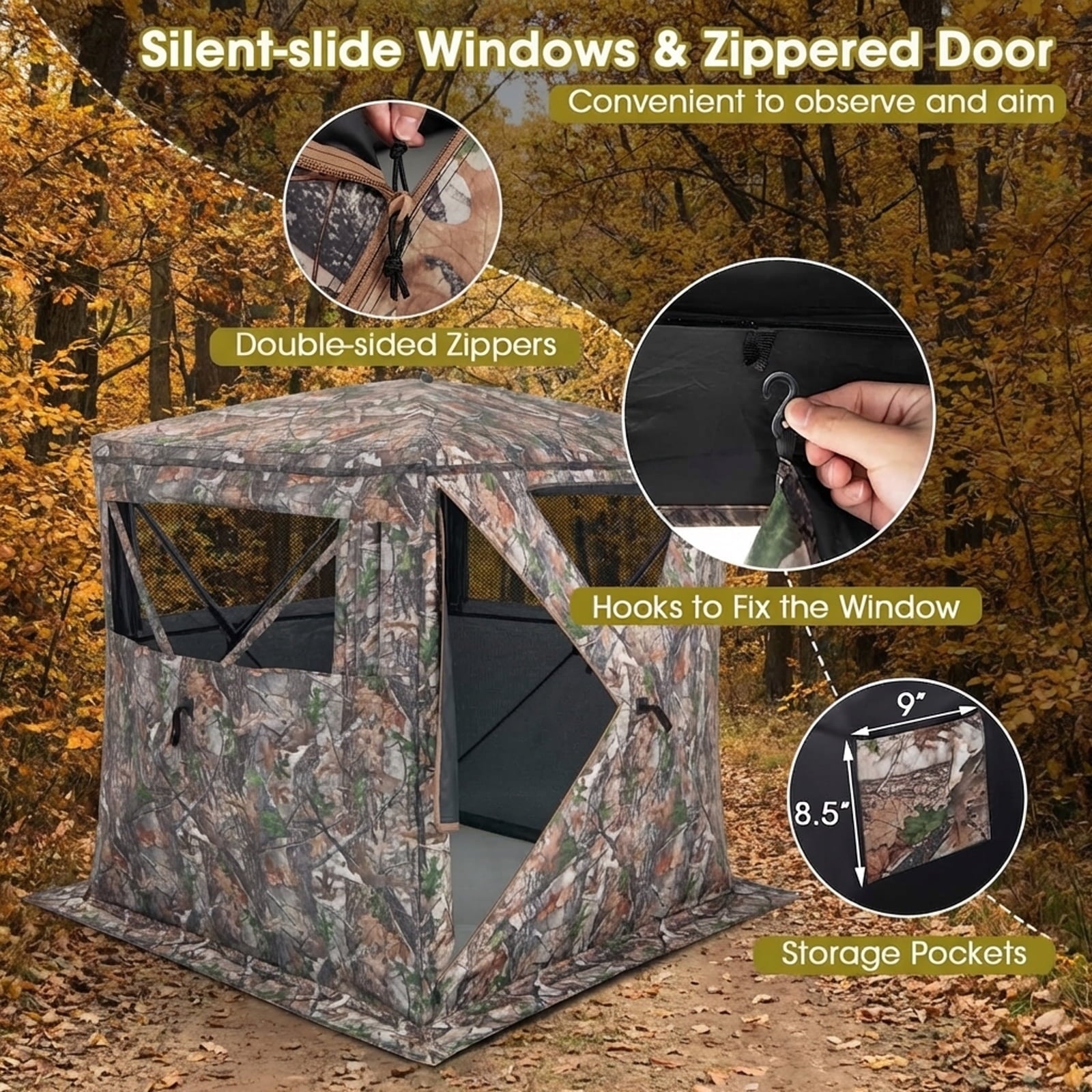 Biotree 2-3 Person Pop Up Ground Hunting Blind and Carrying Bag for Deer Turkey Hunting