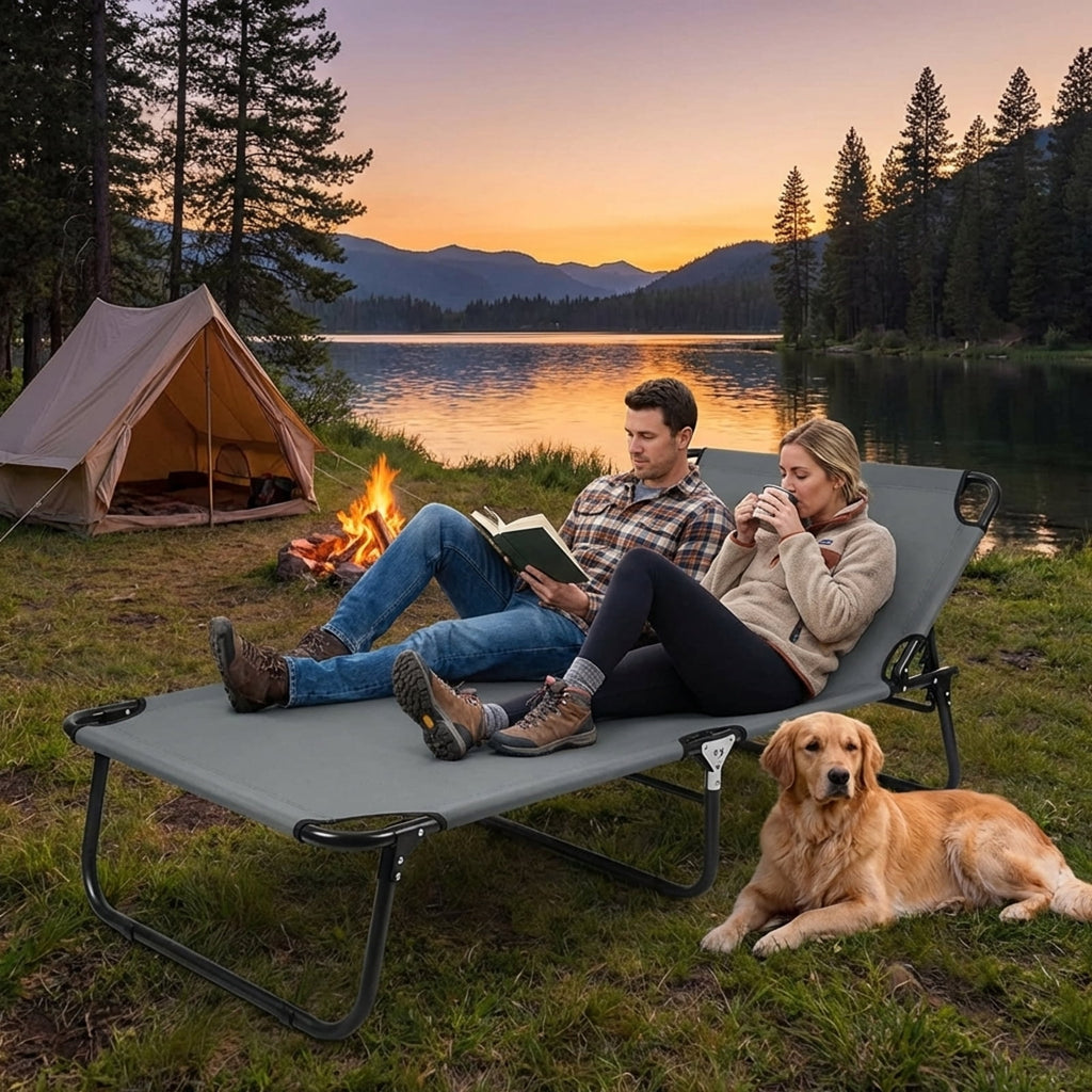 Biotree Folding Camping Cot Portable Military Style Sleeping Bed Heavy Duty Outdoor Cot for Adults Camping Hiking, Gray