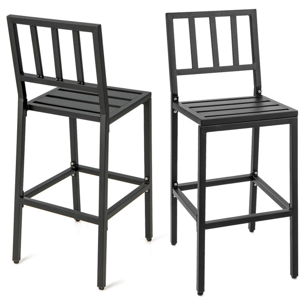 Biotree Set of 2 Patio Bar Chairs with Detachable Cushion and Footrest, Black - Outdoor Patio Bar Height Chair with Footrest