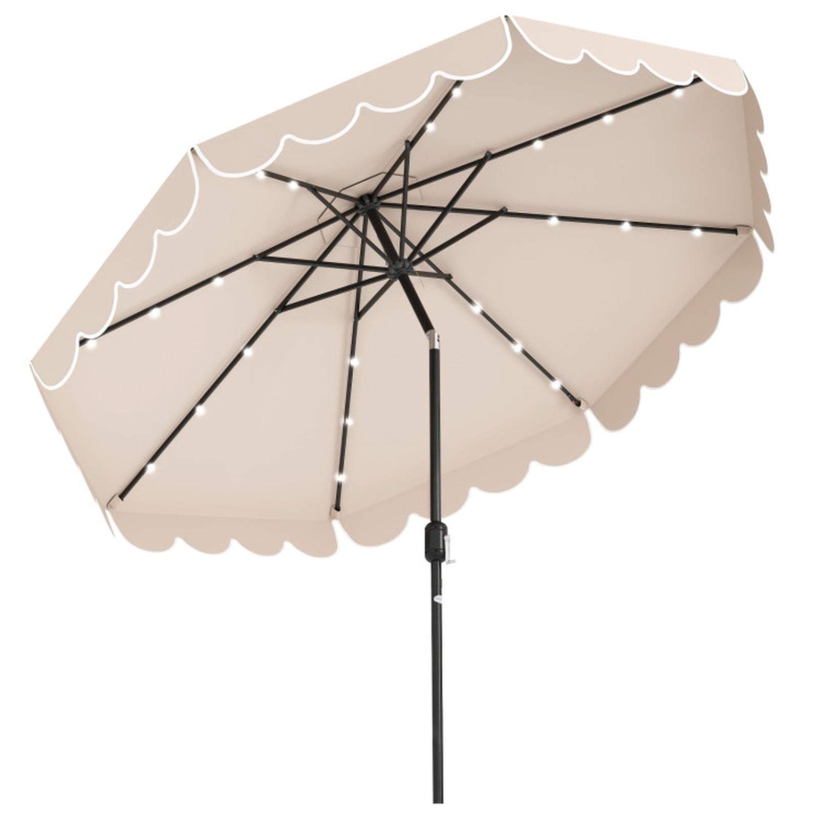 Biotree 10 ft Market Patio Umbrella with Crank and Tilt, 8 Sturdy Ribs, Vented Canopy - Beige for Backyard