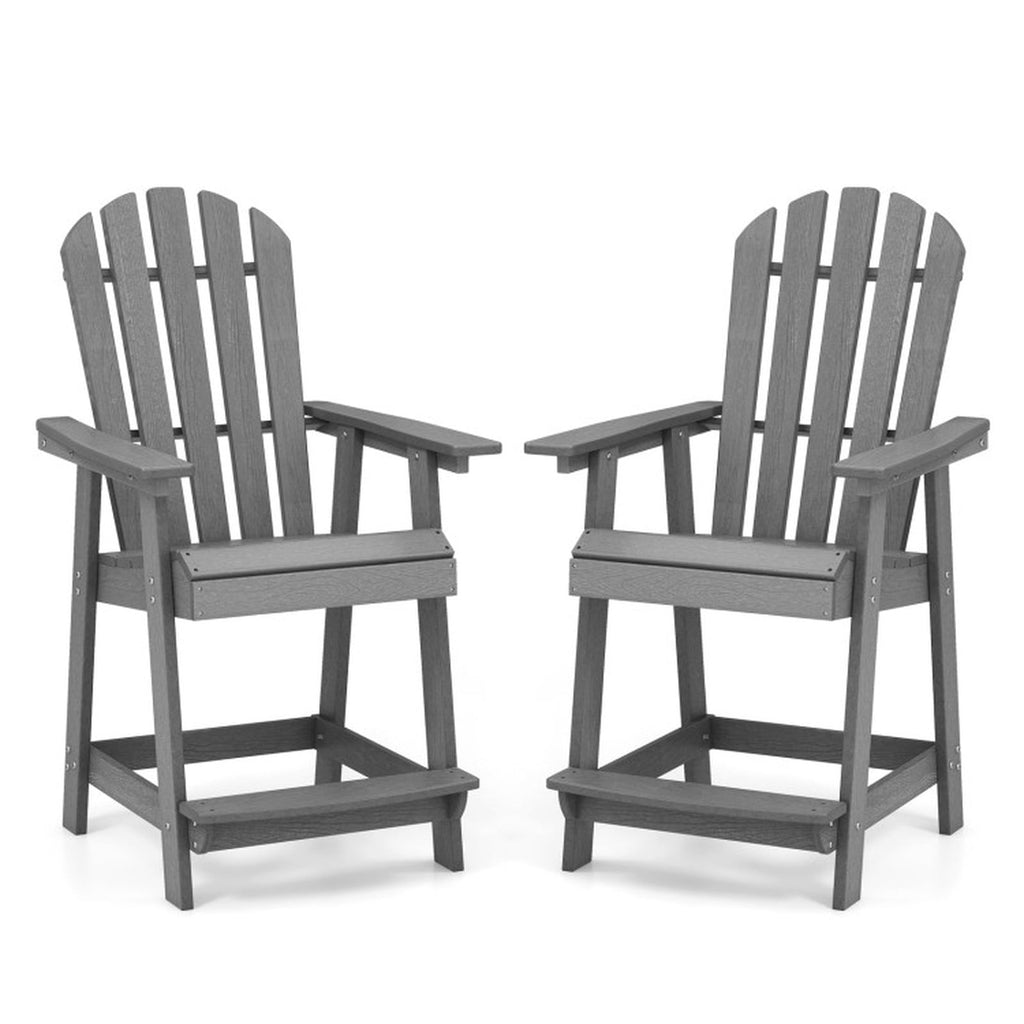 Biotree HDPE Patio Chair with Armrest and Footrest for Indoor Outdoor Stackable Patio Chair for Garden BackyardGray