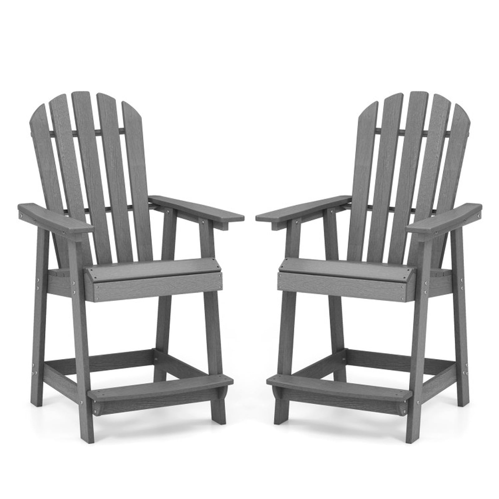 Biotree HDPE Patio Chair with Armrest and Footrest for Indoor Outdoor Stackable Patio Chair for Garden BackyardGray