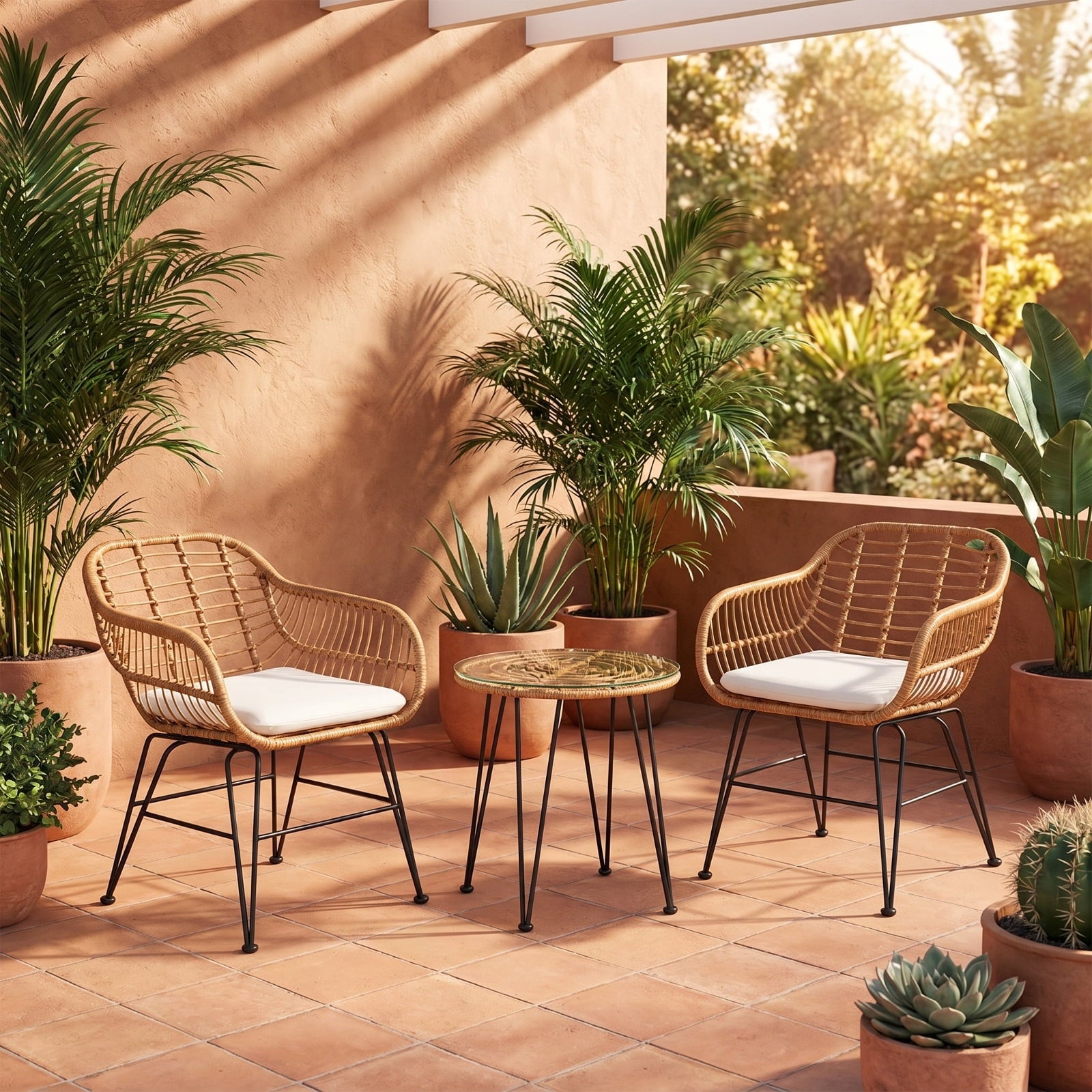 Biotree 3 Piece Patio Furniture Set Outdoor Conversation Set with Coffee Table Outdoor Conversation Set for Garden Backyard PorchGrey