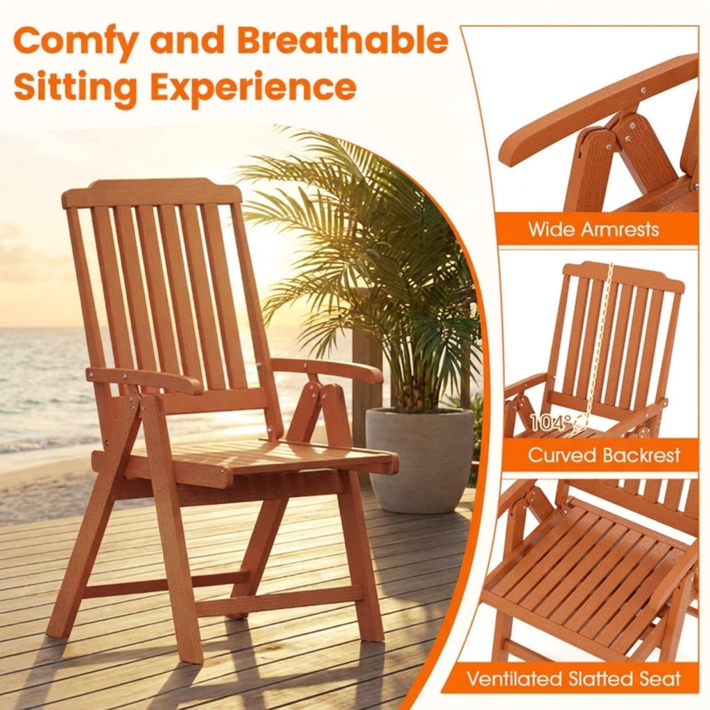 Biotree Foldable Patio Chair All-Weather HDPE Outdoor Dining Chair with Armrest Stackable Patio Chair for Garden BackyardBrown