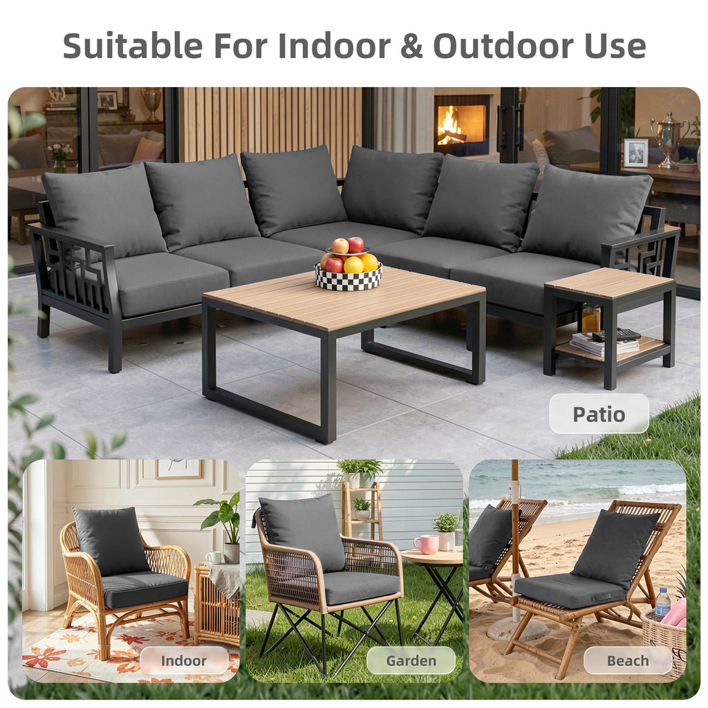 Biotree Outdoor Seat Cushions for Chairs,Waterproof Fade-Resistant Patio Furniture Replacement Cushions with Removable Cover,Gray