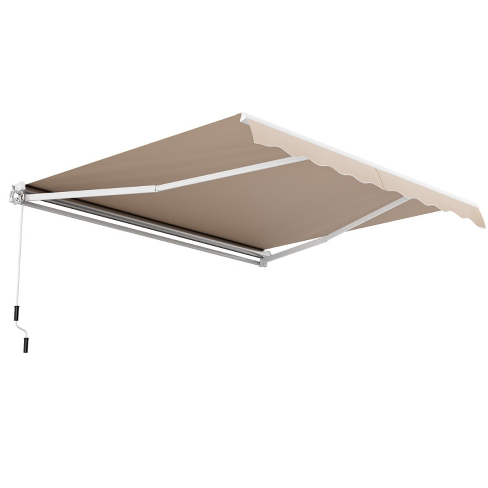Biotree 12 x 10 Feet Patio Retractable Awning Aluminum Sunshade Shelter for Patio Deck Door Window Sun Rain Protection, Beige