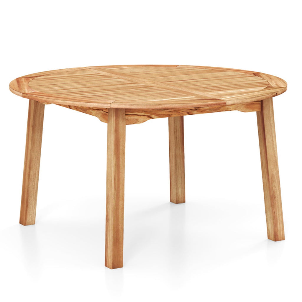 Biotree 53 Inch Outdoor Acacia Wood Dining Table for 4-6 People with 2" Umbrella Hole, Natural