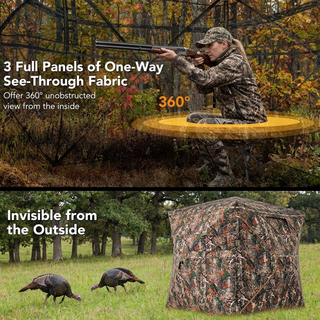 Biotree 5-in-1 Detachable Hunting Ground Blind for 2-3 People with Skylight Window for Deer Turkey Hunting