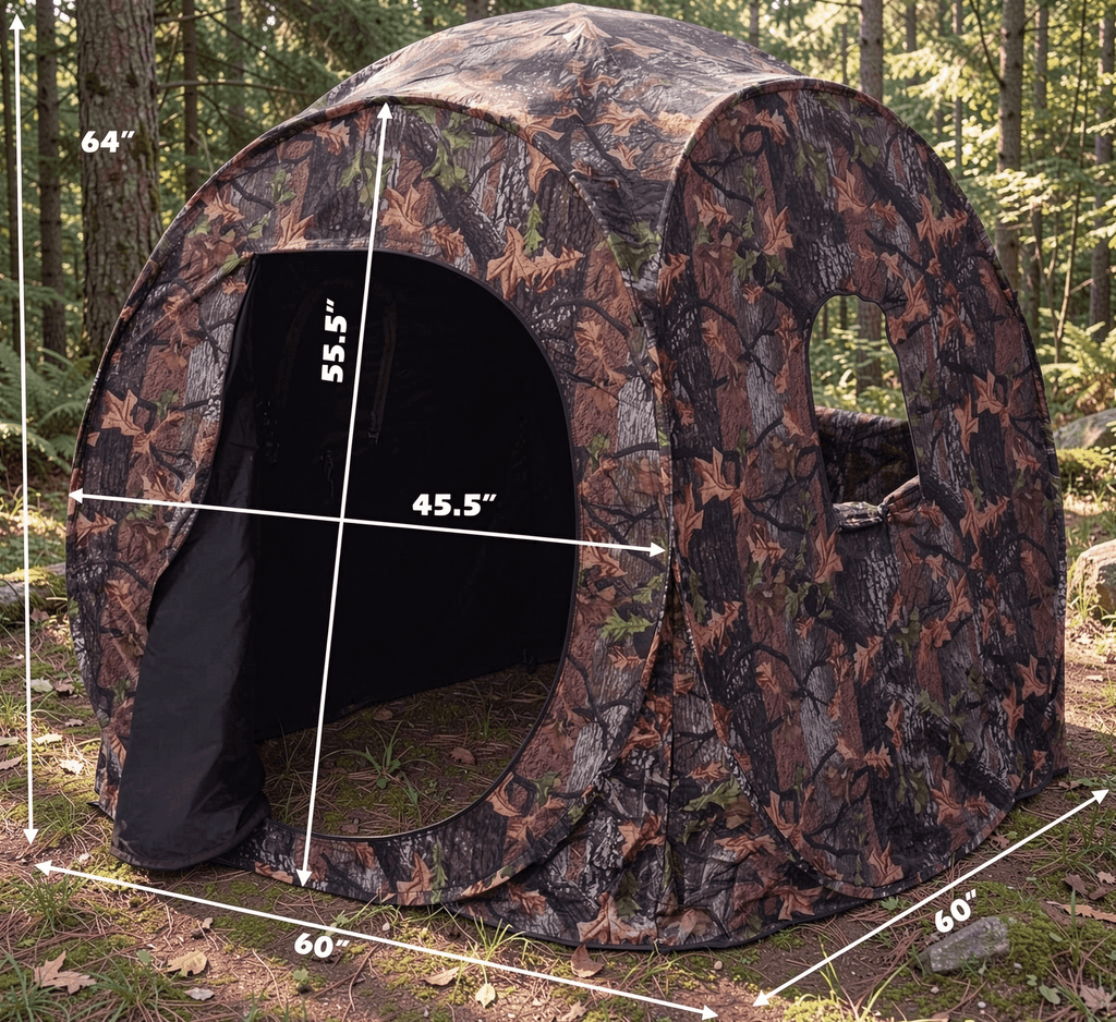 Biotree Portable Pop Up Ground Camouflage Hunting Blind Enclosure with Carry Bag for Deer Turkey Duck Hunting, Camouflage