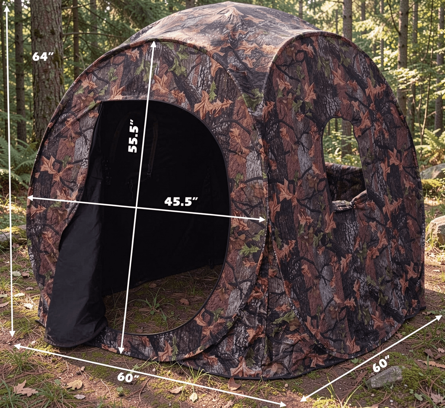 Biotree Portable Pop Up Ground Camouflage Hunting Blind Enclosure with Carry Bag for Deer Turkey Duck Hunting, Camouflage