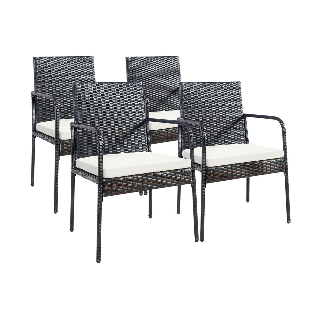 Biotree 4-Piece Patio Wicker Rattan Dining Chair Set with Cushions