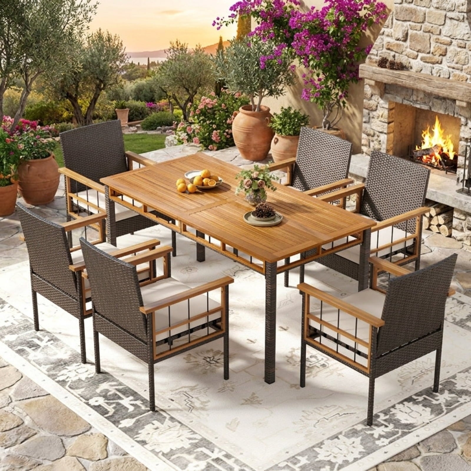 Biotree Patio Dining Chairs Set of 2 with Soft Cushions Stackable Patio Chair for Garden BackyardWhite