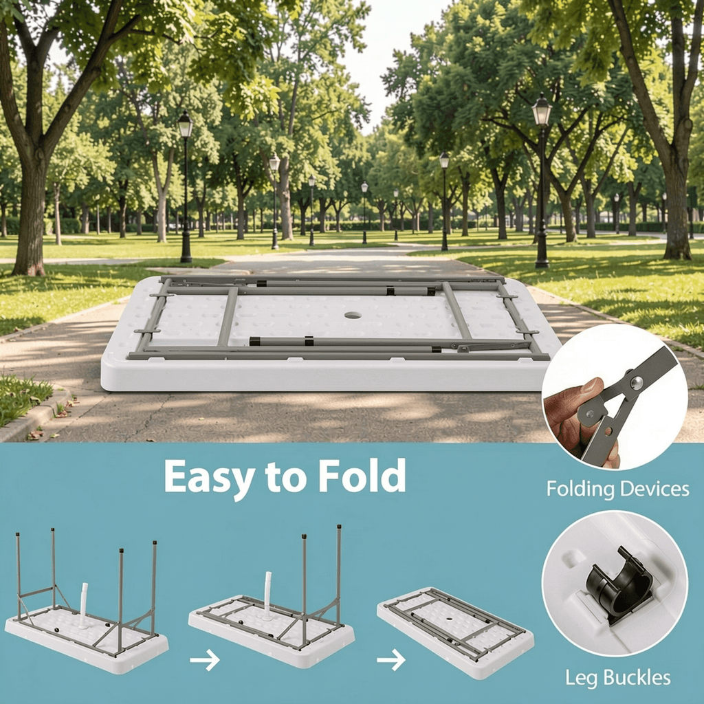 Biotree 4 Foot Ice Cooler Folding Table with Large Sink Portable Ice Bin Table for Camping Party Picnic Events, White