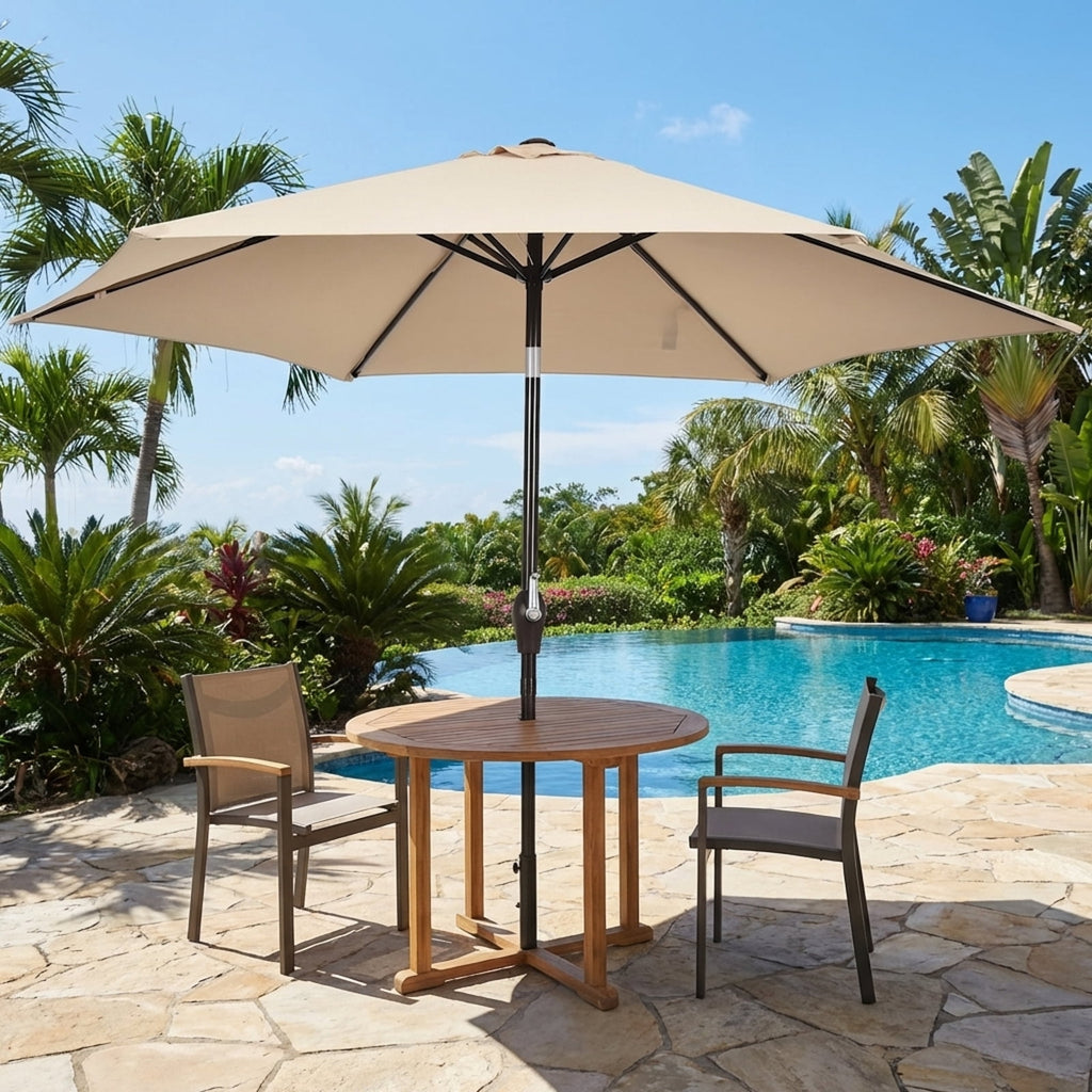 Biotree 10 Feet Outdoor Patio Umbrella with Tilt Adjustment and Crank-Beige Deck Garden Pool Outdoor Living