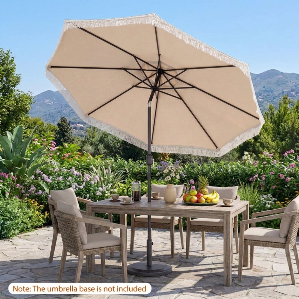 Biotree 9 FT Patio Umbrella, Patio Umbrella with Sun-Protective Canopy for Patio Garden Pool for Patio Garden Backyard Pool, Beige