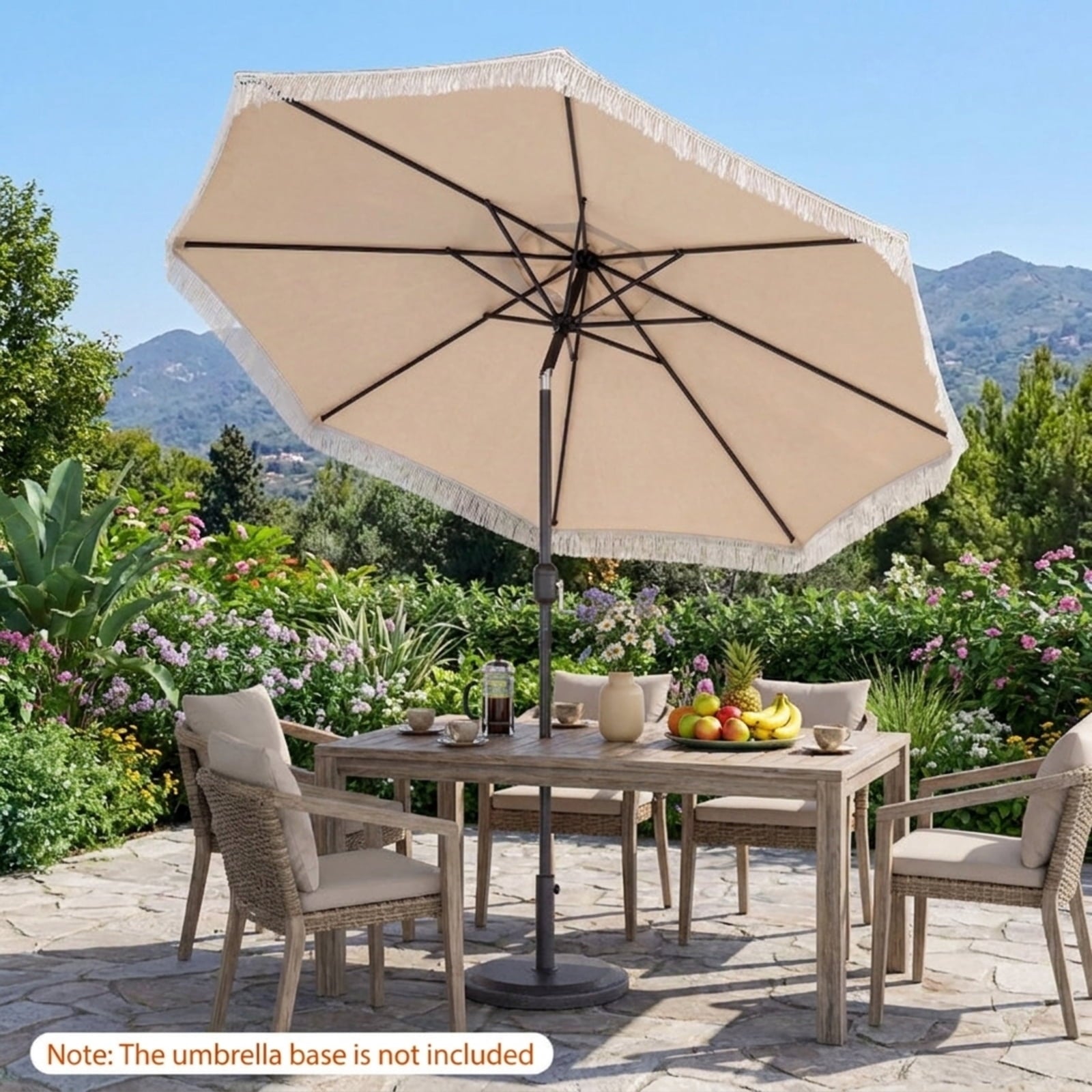 Biotree 9 FT Patio Umbrella, Patio Umbrella with Sun-Protective Canopy for Patio Garden Pool for Patio Garden Backyard Pool, Beige