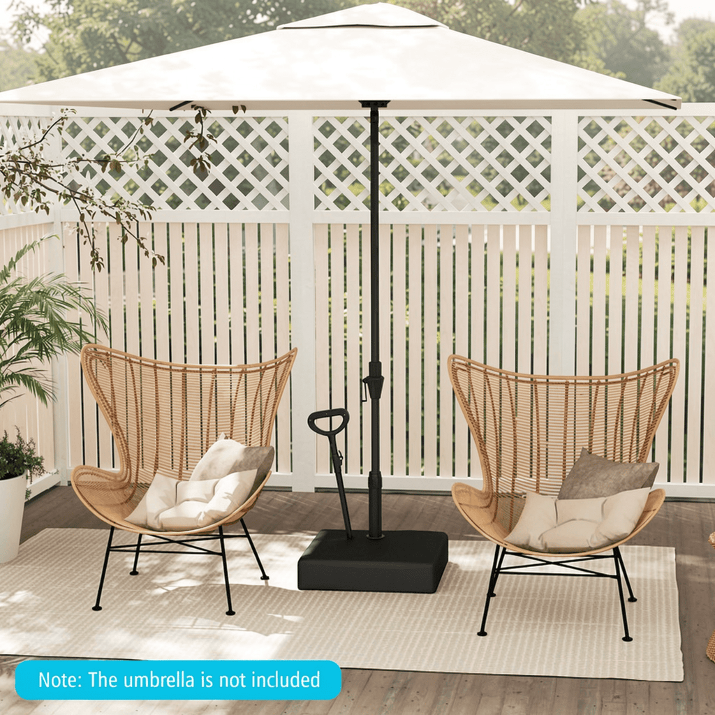 Biotree Mobile Patio Umbrella Base Water Sand Fillable Market Table Umbrella Stand with 3 Wheels-Black