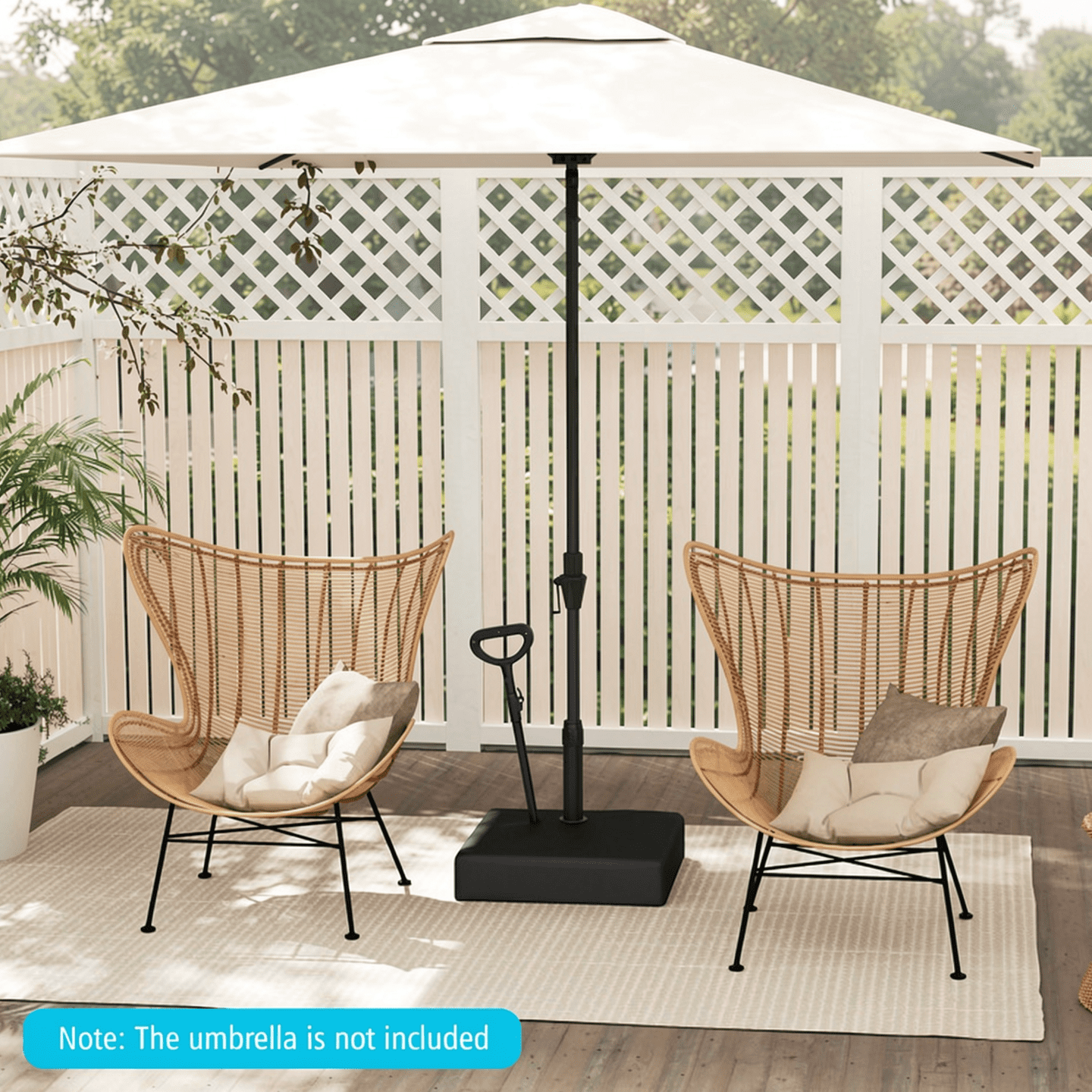 Biotree Mobile Patio Umbrella Base Water Sand Fillable Market Table Umbrella Stand with 3 Wheels-Black