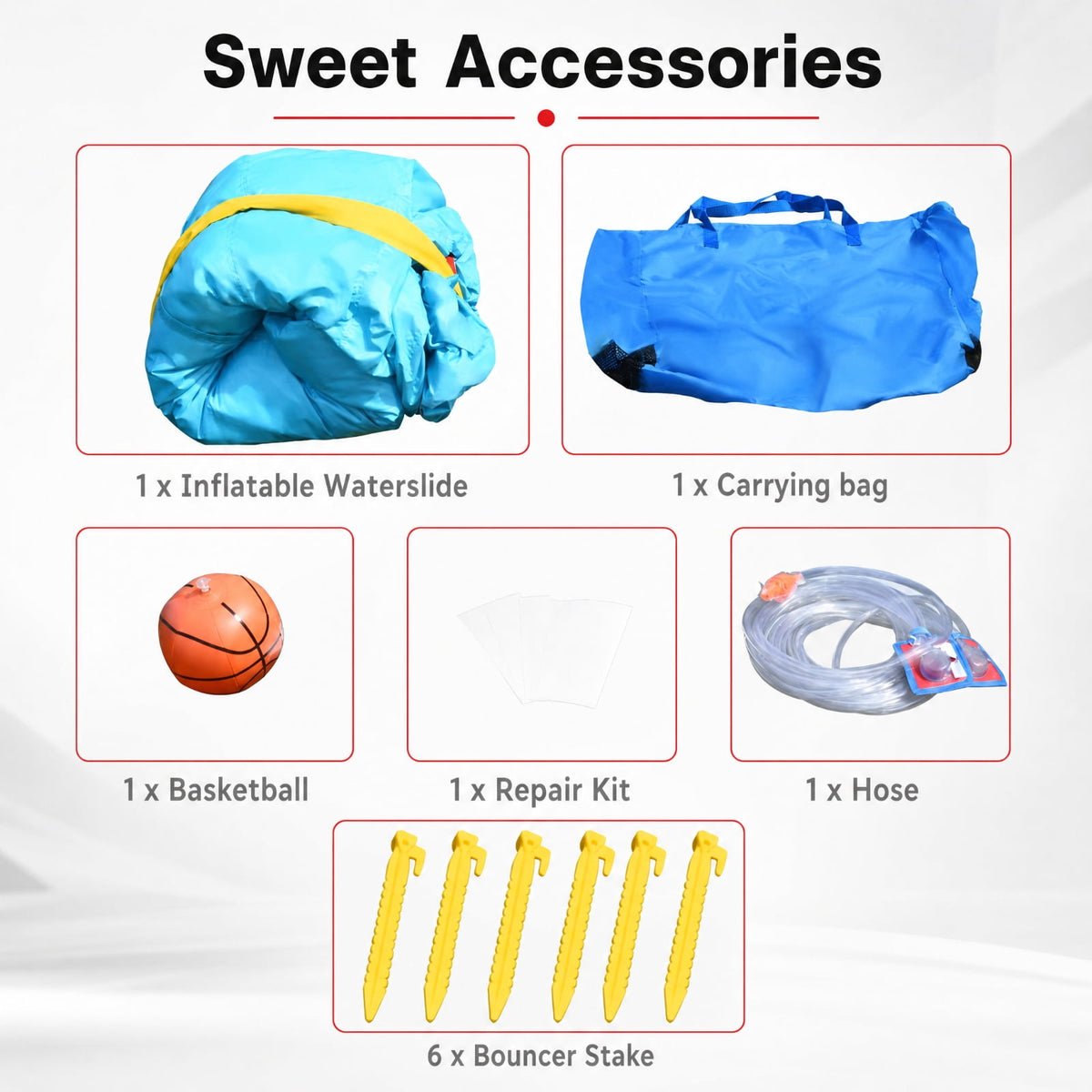 Biotree 6-in-1 Inflatable Bounce House with Water Slide, Climbing Wall, Splash Pool and Basketball Hoop for Backyard, Multicolor