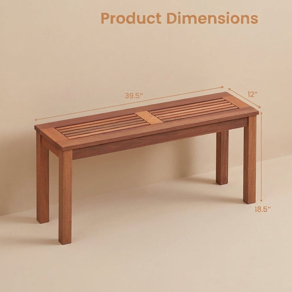 Biotree 2-Seater Patio Backless Dining Bench with Breathable Slatted Seat Stackable Patio Chair for Garden BackyardNatural