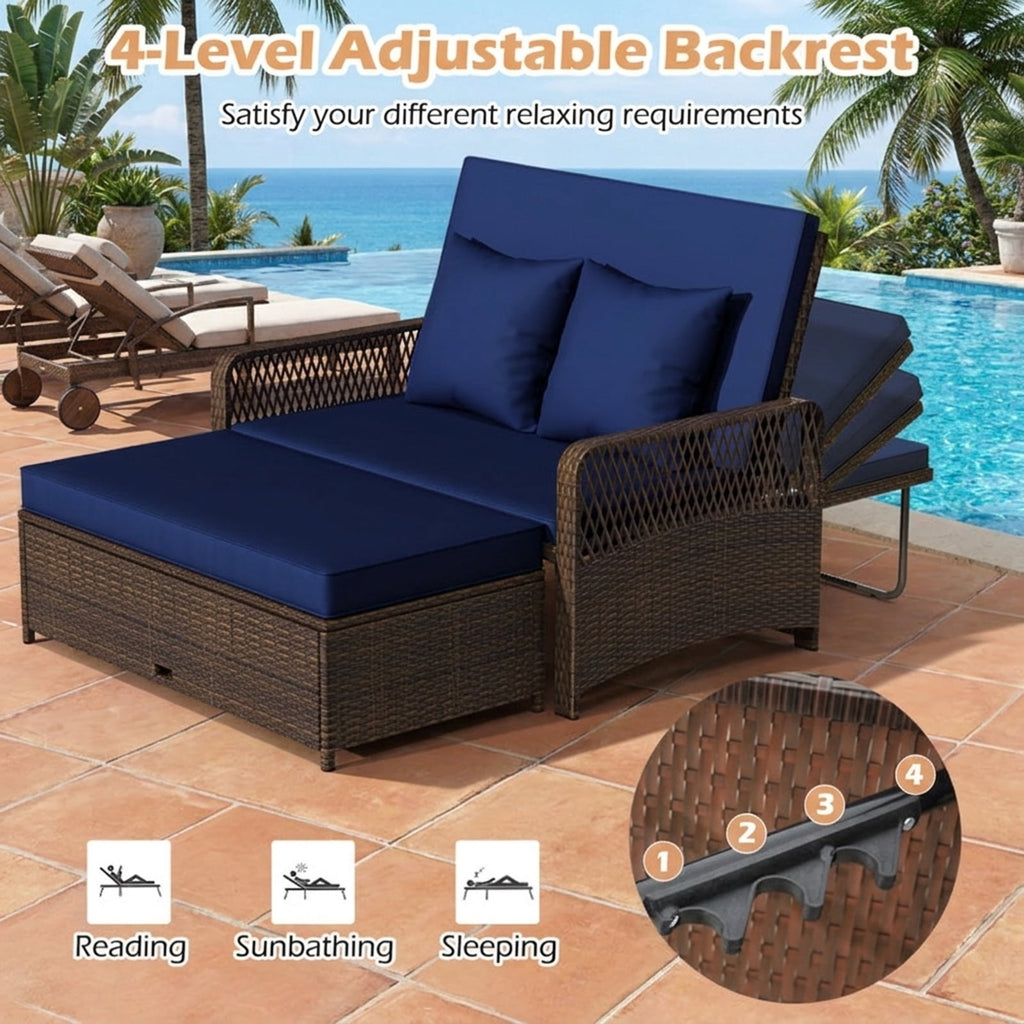 Biotree Set of 2 Portable Reclining Chair with 5 Adjustable Positions Stackable Patio Chair for Garden BackyardBlack