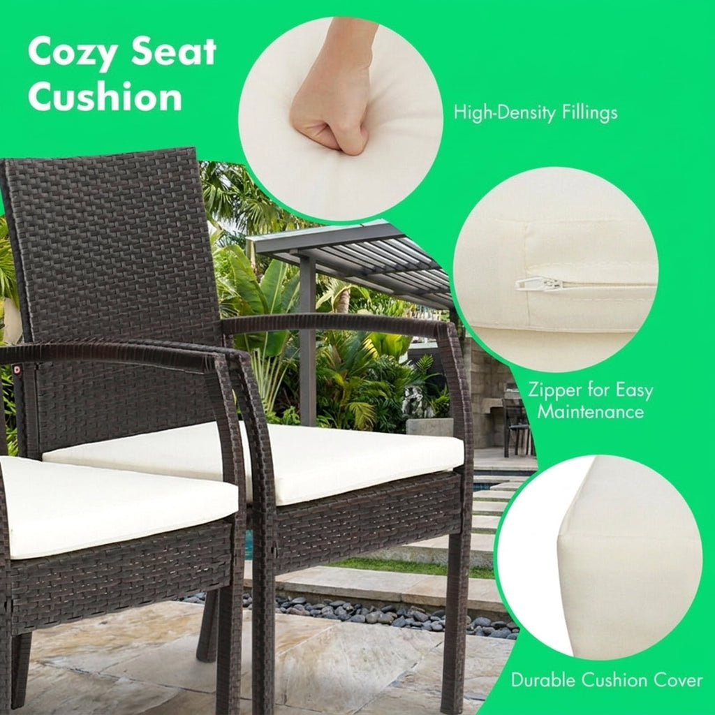 Biotree 4 Pieces Patio Wicker Dining Armchair Set with Soft Zippered Cushion-Set of 4 Stackable Patio Chair for Garden BackyardMix Brown