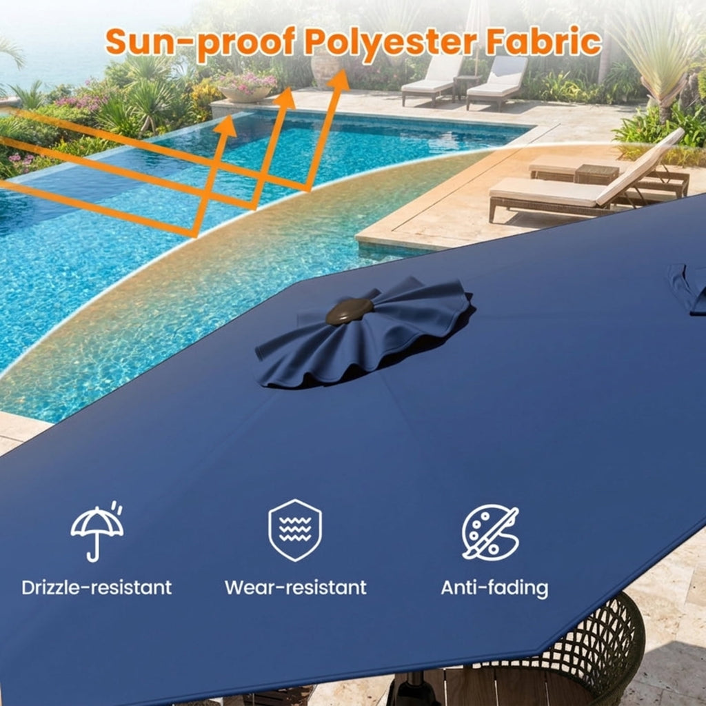 Biotree 7.5 FT Patio Umbrella, Outdoor Patio Heavy Duty Market Umbrella with Push Button Tilt for Patio Garden Backyard Pool, Navy