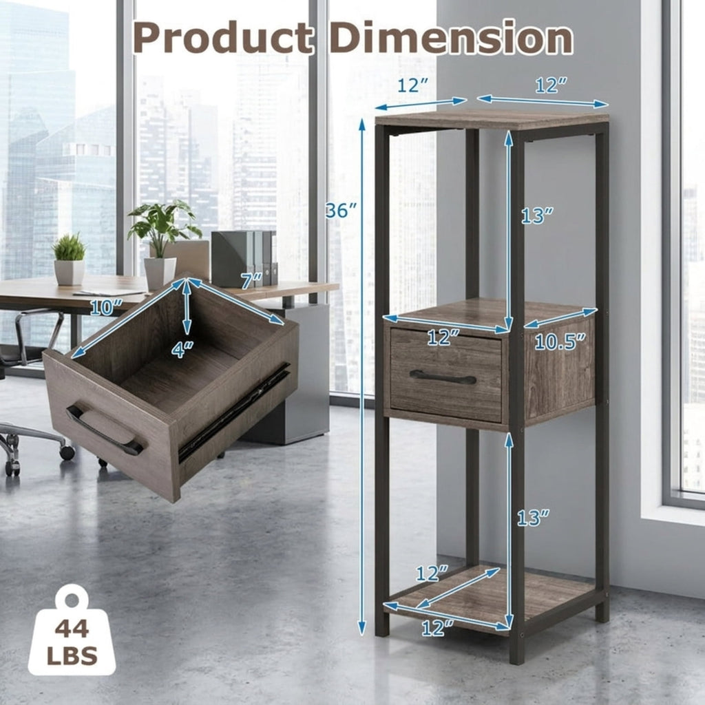 Biotree 2 Pack 3 Tier Tall Metal Plant Stand with Drawer and Display Shelf for Indoor Outdoor Patio Balcony Garden, Gray