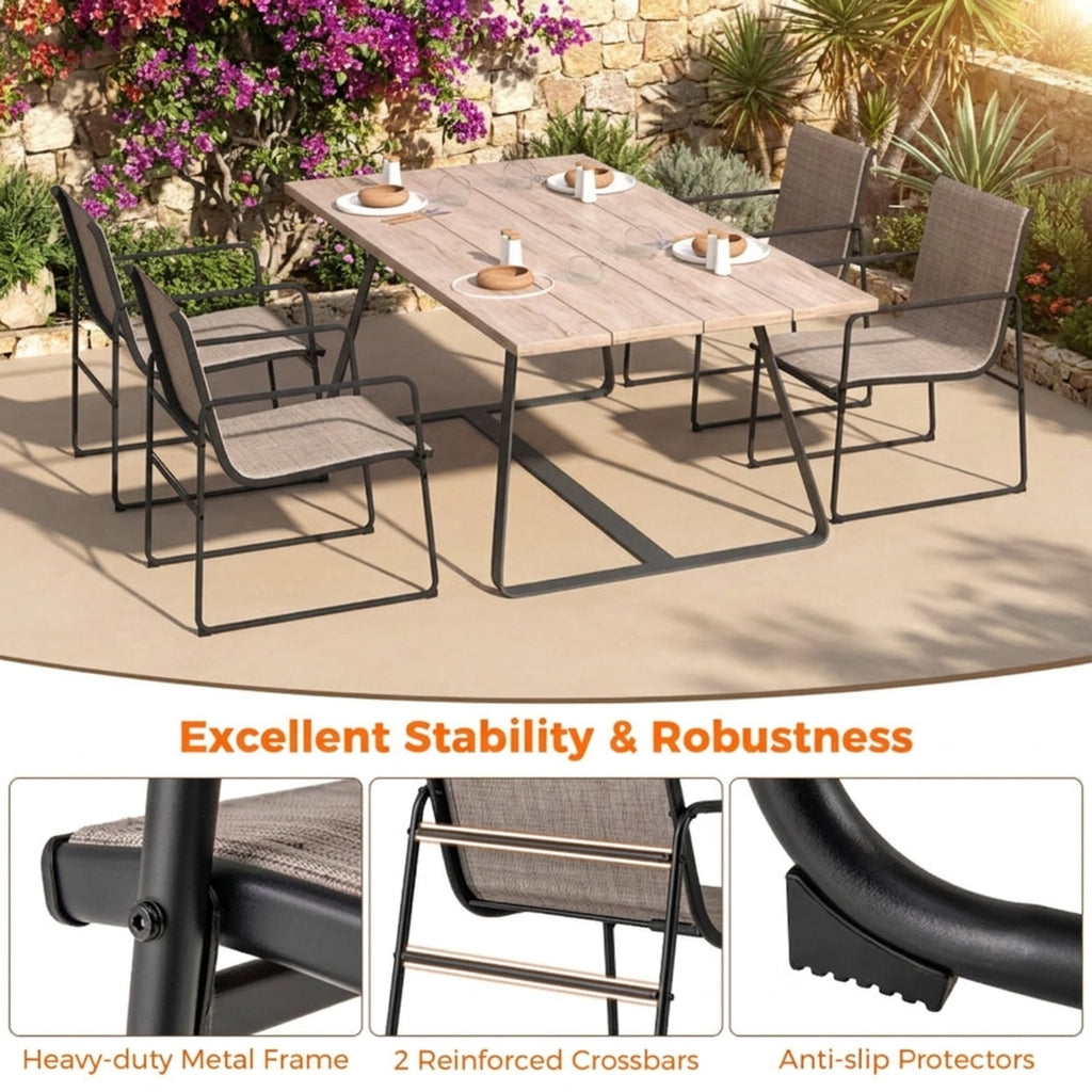 Biotree Outdoor Dining Chairs Set of 4 Patio Furniture Chair with Breathable Seat and BackrestBrown