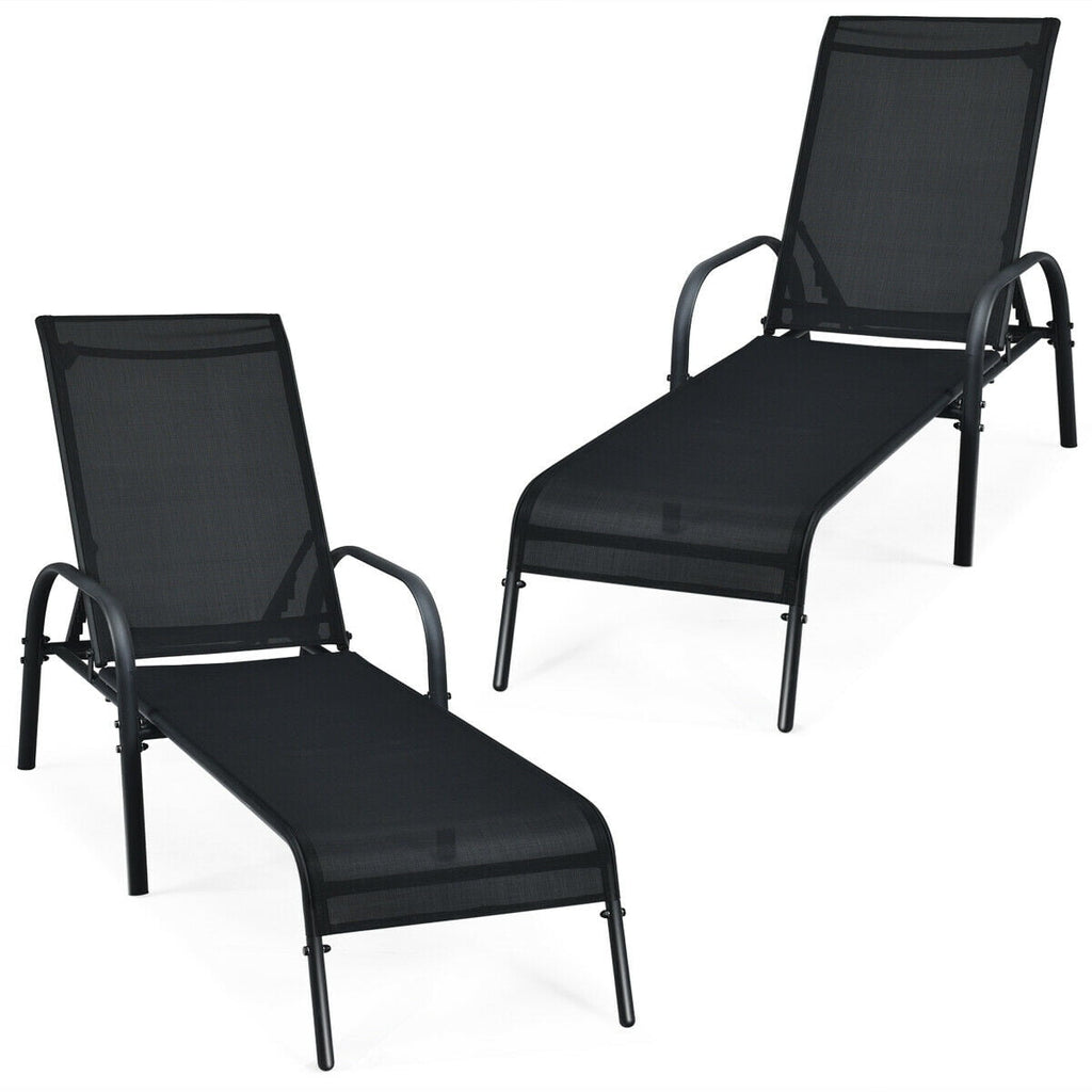 Biotree 2-Pack Patio Chaise Lounge with Adjustable Reclining