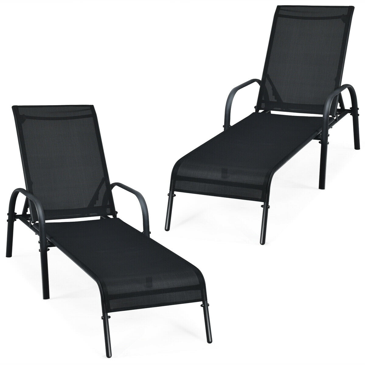 Biotree 2-Pack Patio Chaise Lounge with Adjustable Reclining
