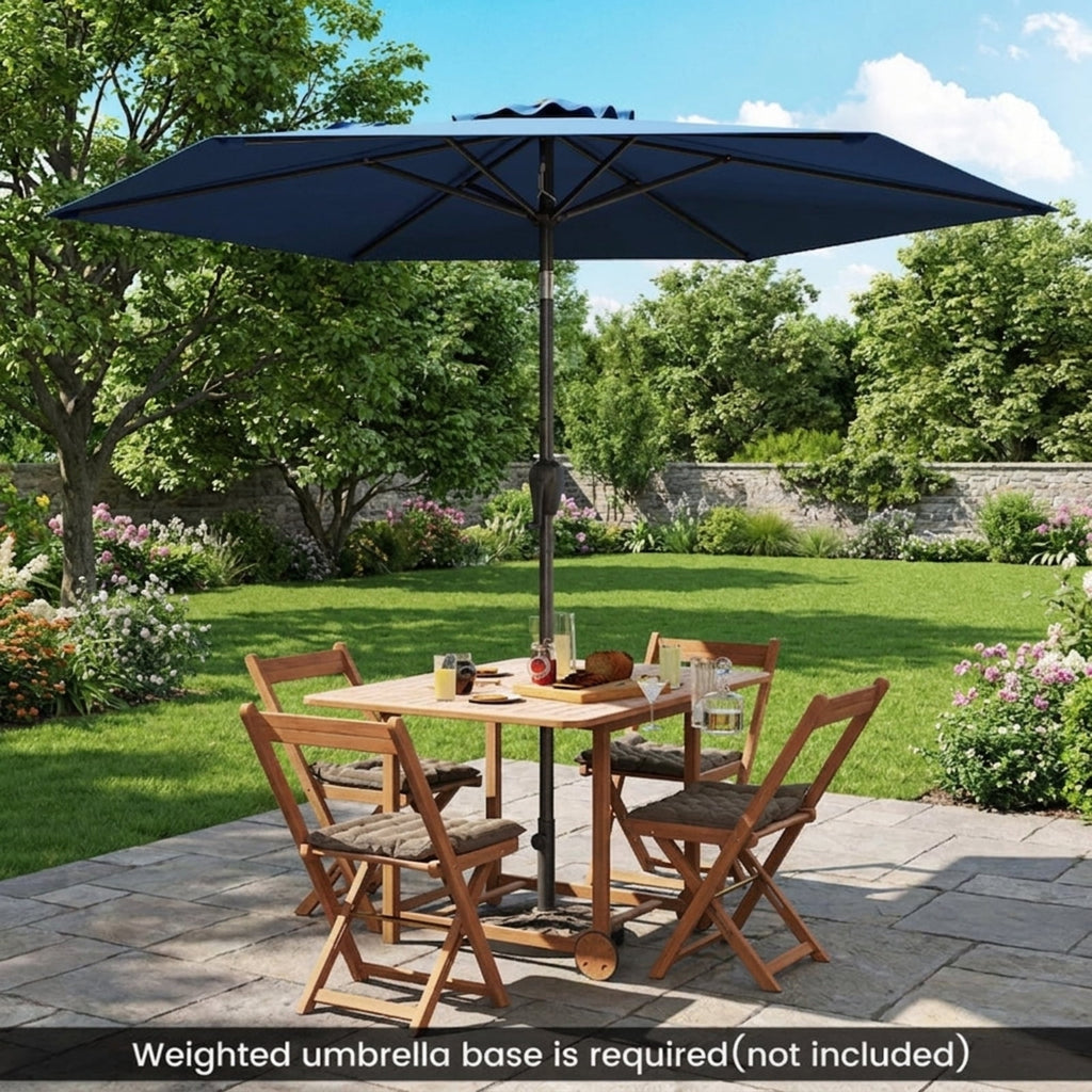Biotree 7.5 FT Patio Umbrella, Outdoor Patio Heavy Duty Market Umbrella with Push Button Tilt for Patio Garden Backyard Pool, Navy
