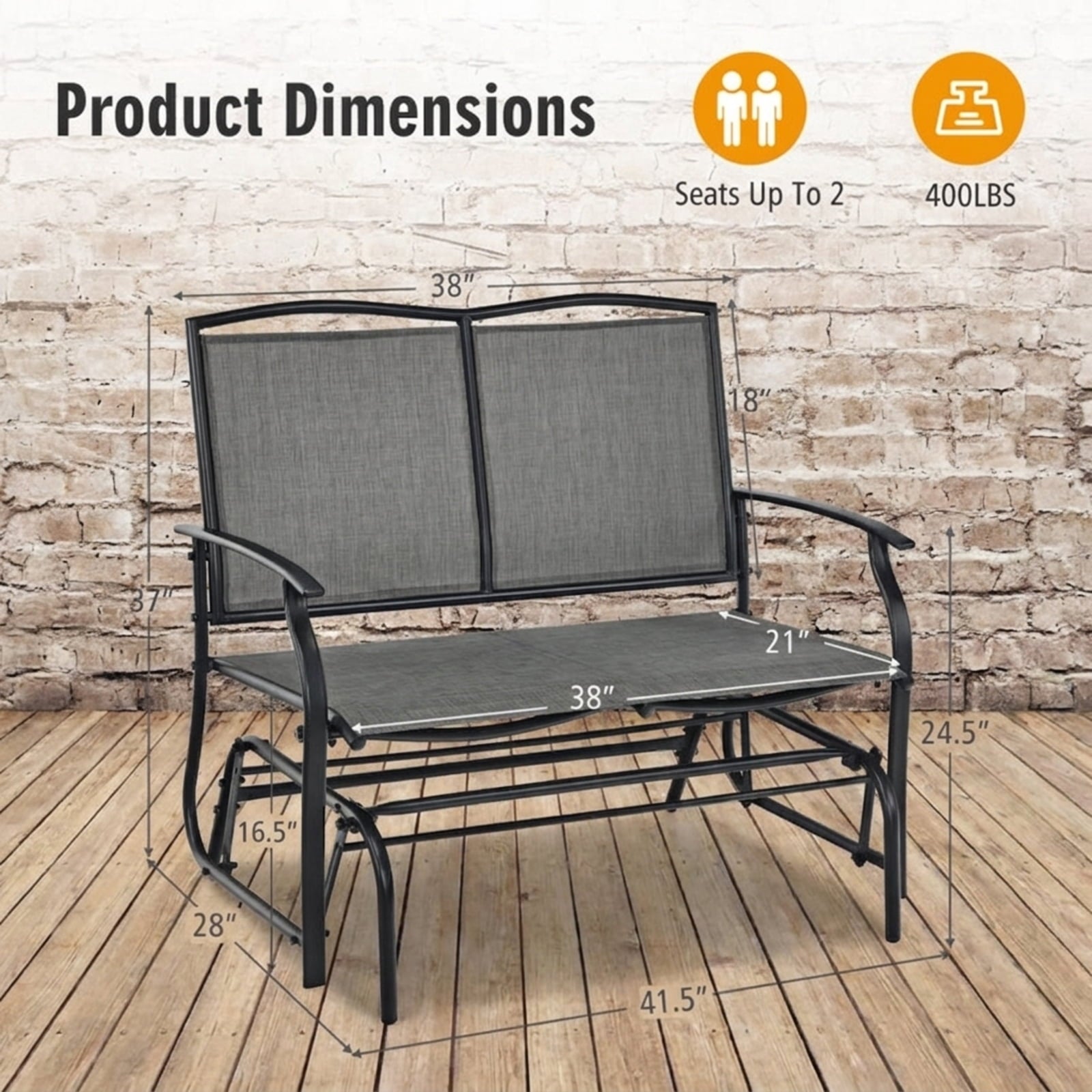 Biotree Iron Patio Rocking Chair for Outdoor Backyard and Lawn Stackable Patio Chair for Garden BackyardGray