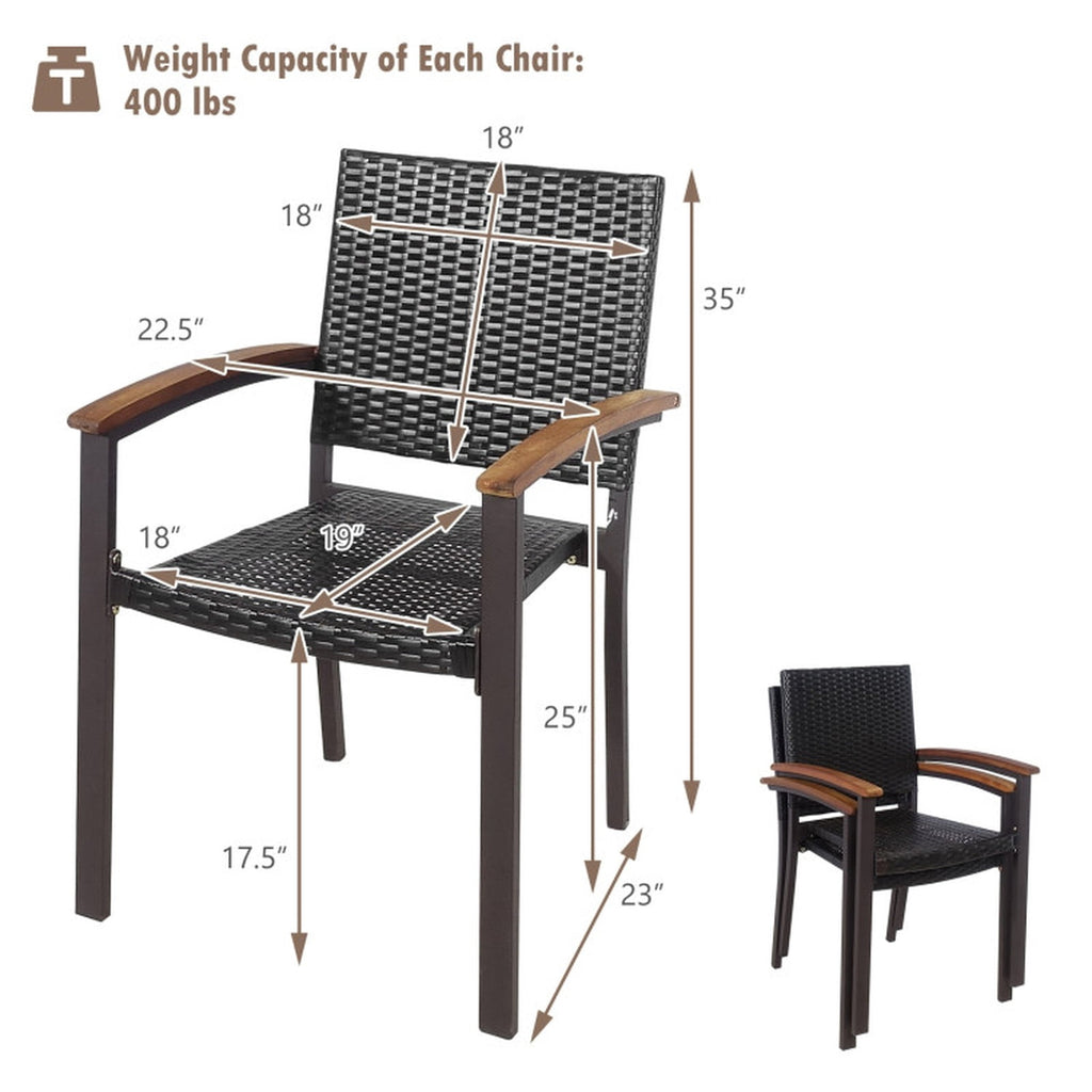 Biotree Set of 2 Outdoor Patio PE Rattan Dining Chairs Stackable Patio Chair for Garden Backyard