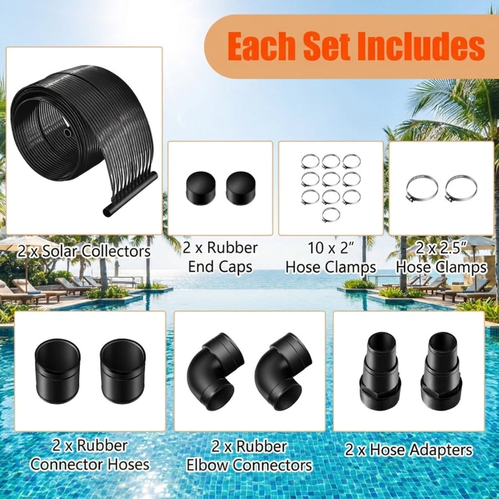 Biotree 2 Pieces 10/16.4/20 Feet Weatherproof Solar Swimming Pool Heating System 10 ft Set for Garden Yard Lawn Watering Outdoor, Black