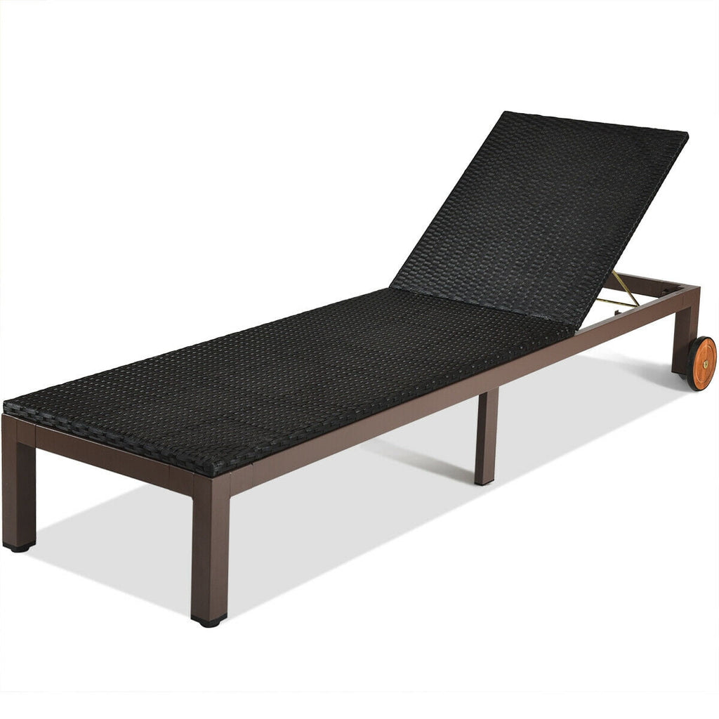 Biotree Outdoor Rattan Chaise Lounge Recliner-Turquoise